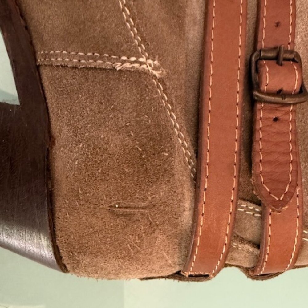 Frye Jane Tall Suede Strappy Harness Boots Women’s 7 Beige/Taupe Slouchy Western - Picture 13 of 16
